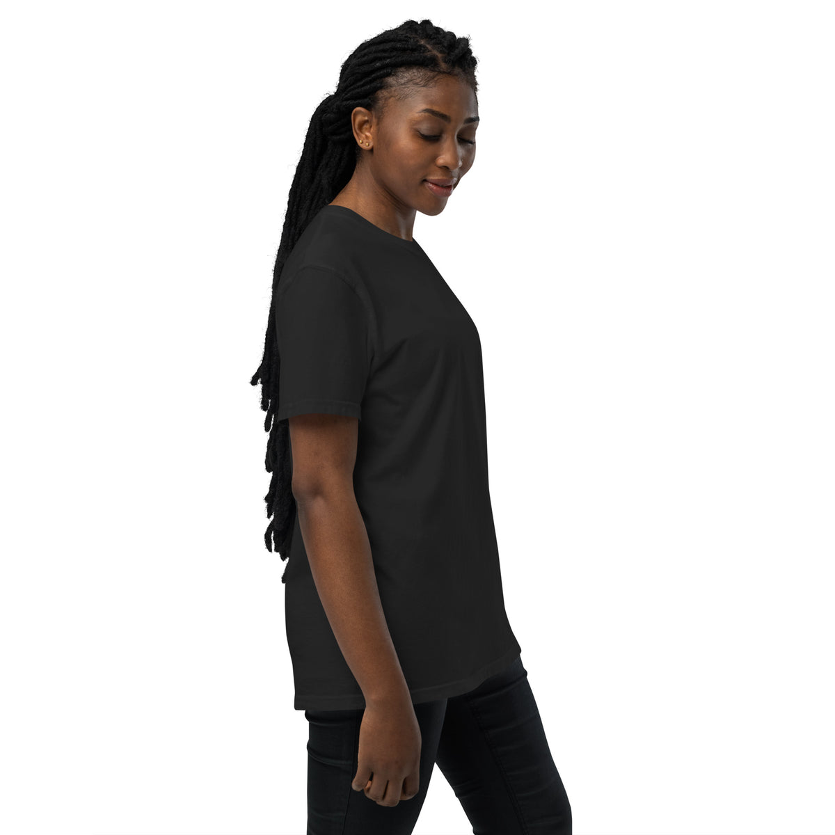 It Girl x Arté "My Stylist Is My Therapist" pocket tee, right side view showing the sleeve logo